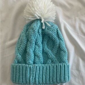 Cozy Blue Knit Pom-Pom Beanie for Kids